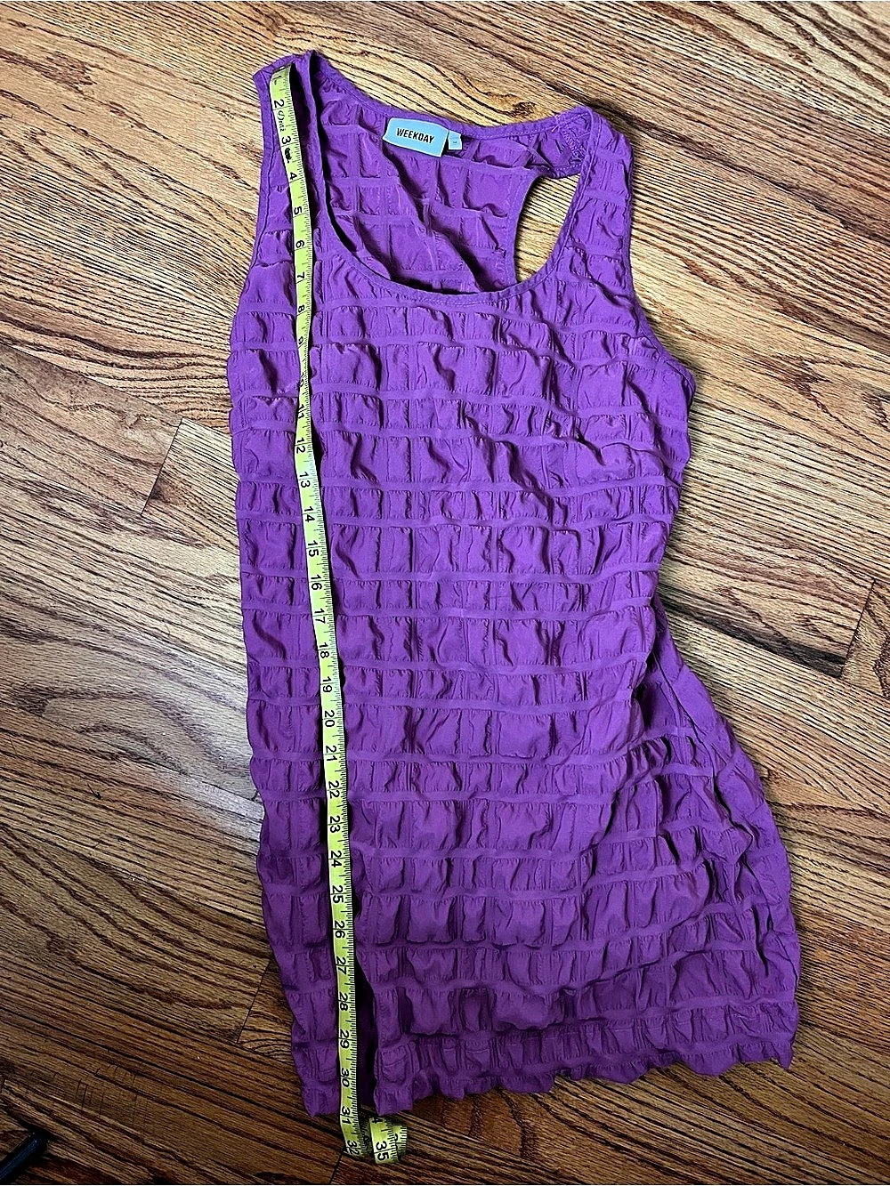 Weekday Purple Mini Dress Ruched M - Picture 8 of 8